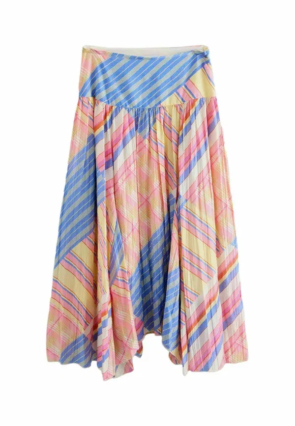 Юбка полосатая Regular fit - textured midi skirt Next, pink, yellow, синий/желтый/розовый