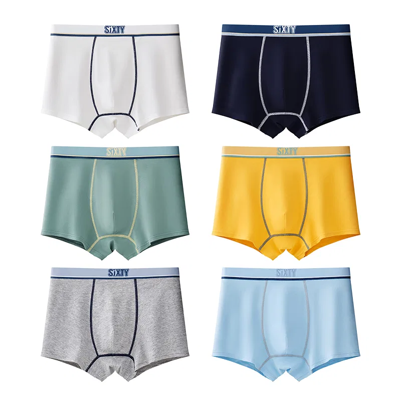 Детские трусы-боксеры хлопковые 6 штук Red bean, Gray White Yellow Green Blue Light Blue