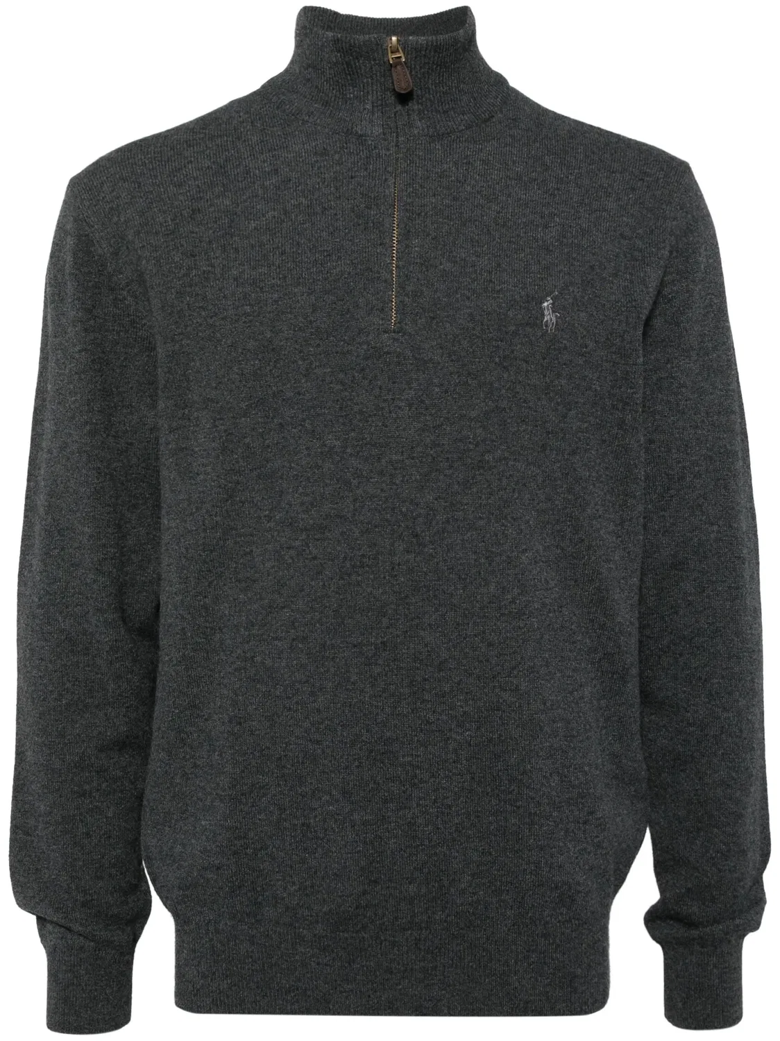 Полу-зип свитер с логотипом Polo Pony Polo Ralph Lauren, серый