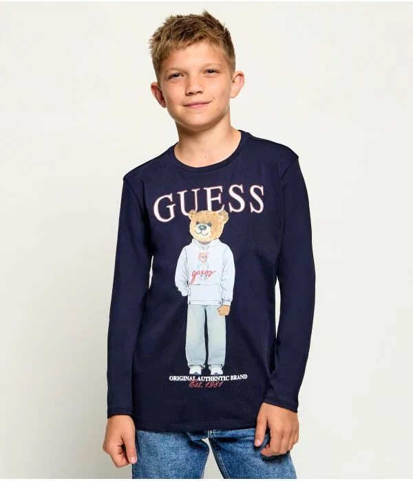 Детский лонгслив для мальчиков с длинным рукавом Guess, Blu Marino