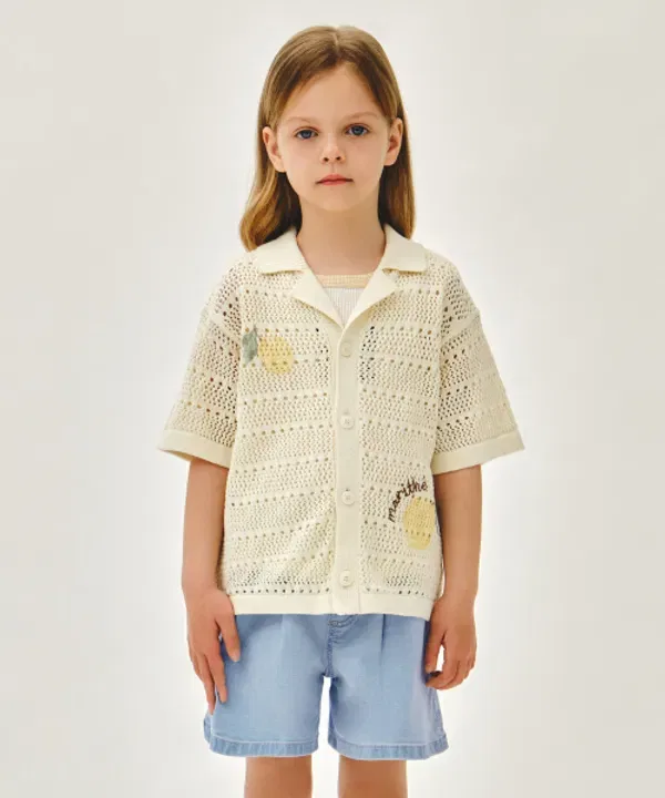 Кардиган детский с коротким рукавом, полужакет, Marithé Kids, светло-бежевый