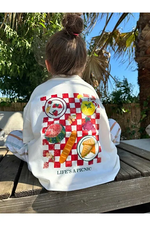 Детская футболка для девочек с принтом Life's A Picnic Elibaby, Life'S A Picnic Print — фото 4