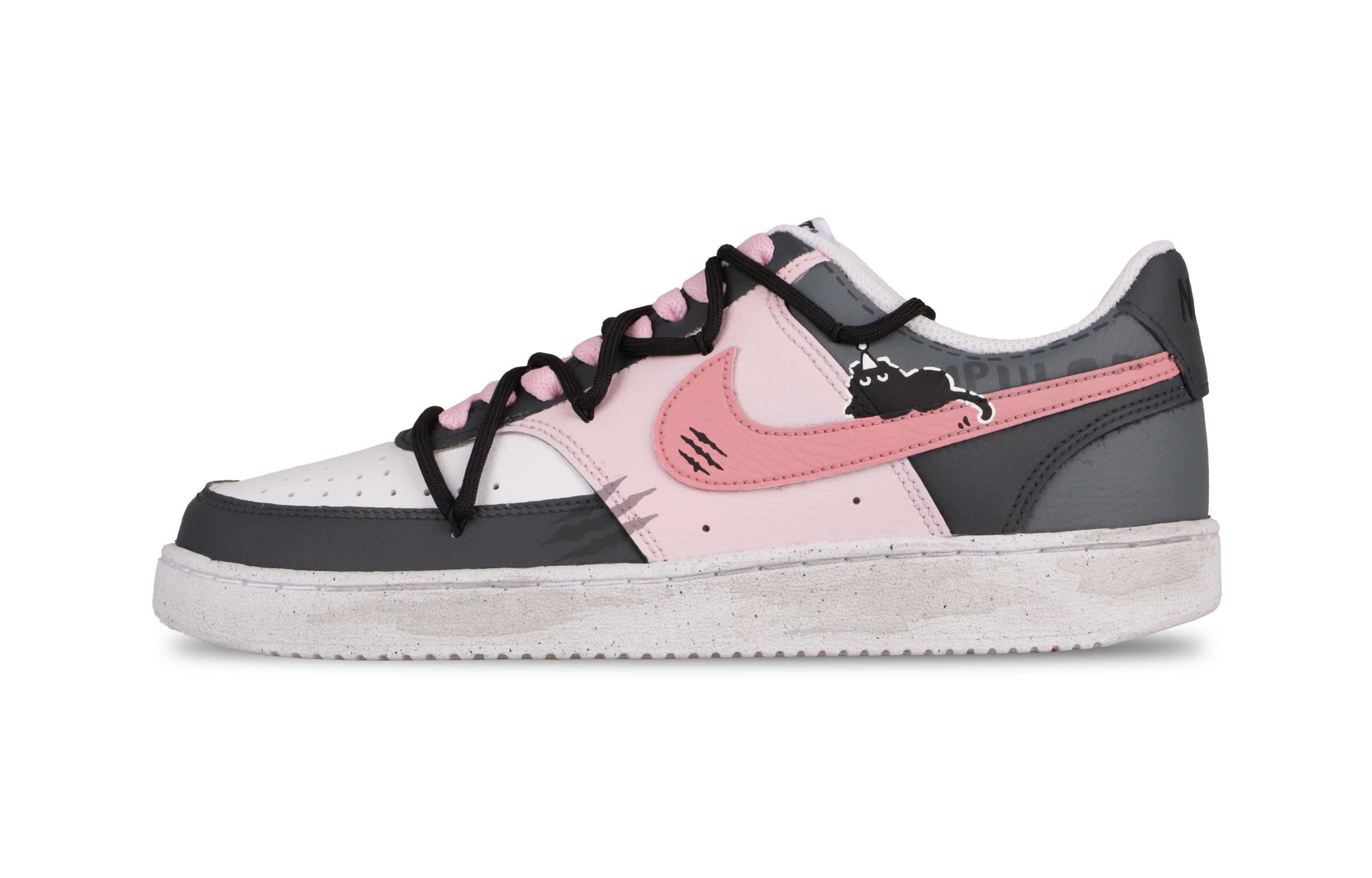 

Nike Кроссовки для скейтбординга Court Vision 1 Black Cat, износостойкие, низкие, мужские, цвет: черный, розовый