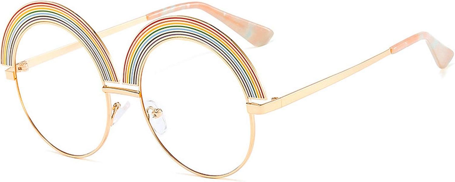 

Модные круглые солнцезащитные очки для женщин в полуободковой оправе с радужным градиентом, трендовые металлические очки класса люкс с защитой от УФ-излучения UV400 COTIA, Transparent