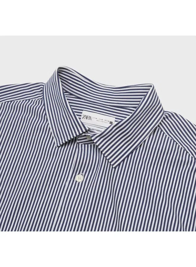 Рубашка с длинным рукавом Zara, темно-синий — фото 4