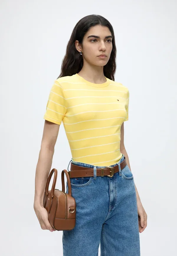Футболка с принтом Slim cody Tommy Hilfiger, Citronella, Ecru, экрю — фото 4