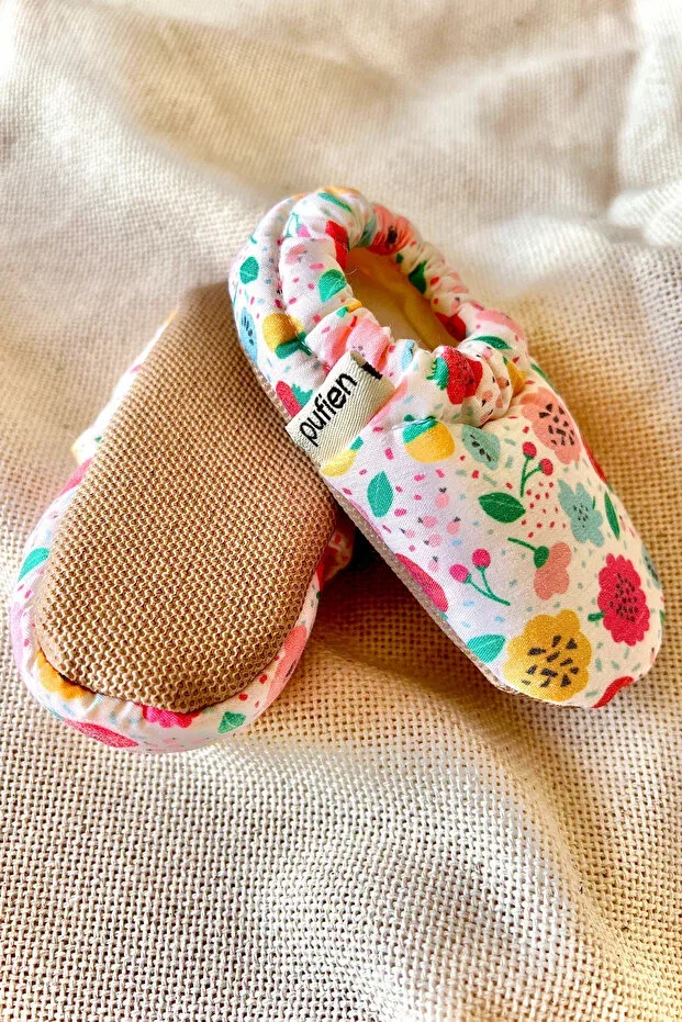 Детские пинетки для новорожденных хлопковые с принтом Flower and fruit patterned Pufien, Multicolor — фото 2