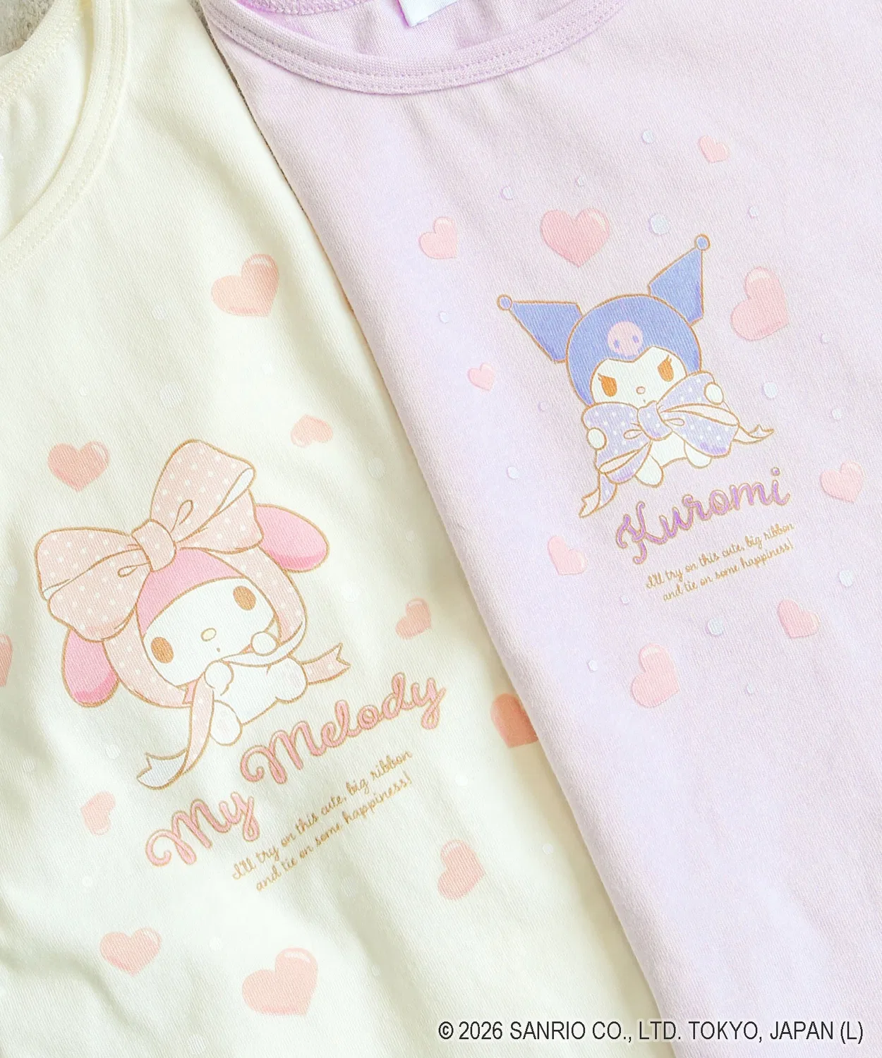 Детская футболка с принтом My Melody и Kuromi, с длинным рукавом la poche biscuit, Лавандовый — фото 3