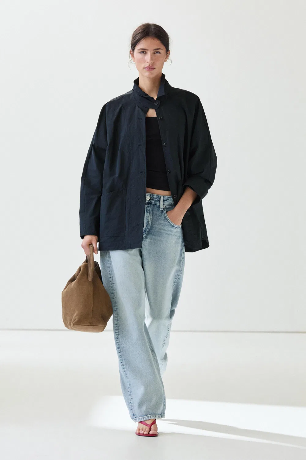 Куртка Massimo Dutti, с воротником на пуговицах, глубокий синий