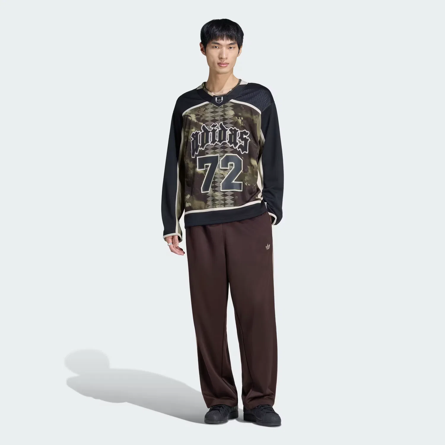 Мужская хоккейная футболка свободного кроя Hockey Jersey Adidas Originals, оливковый — фото 3