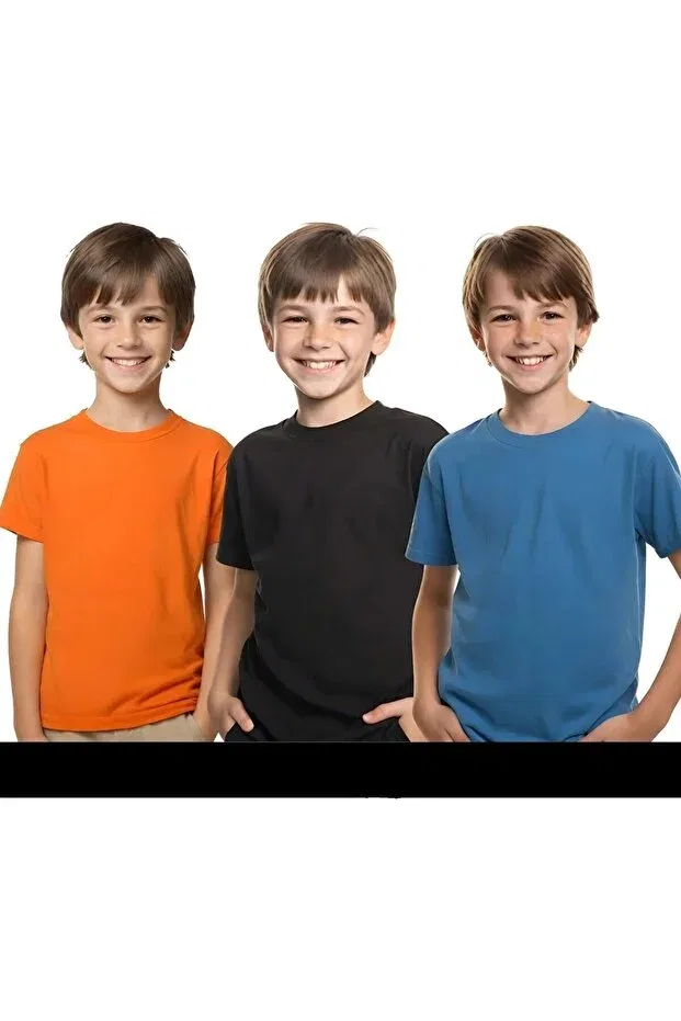 Детский комплект футболок с принтом Fyk Kids, Black-Orange-Blue