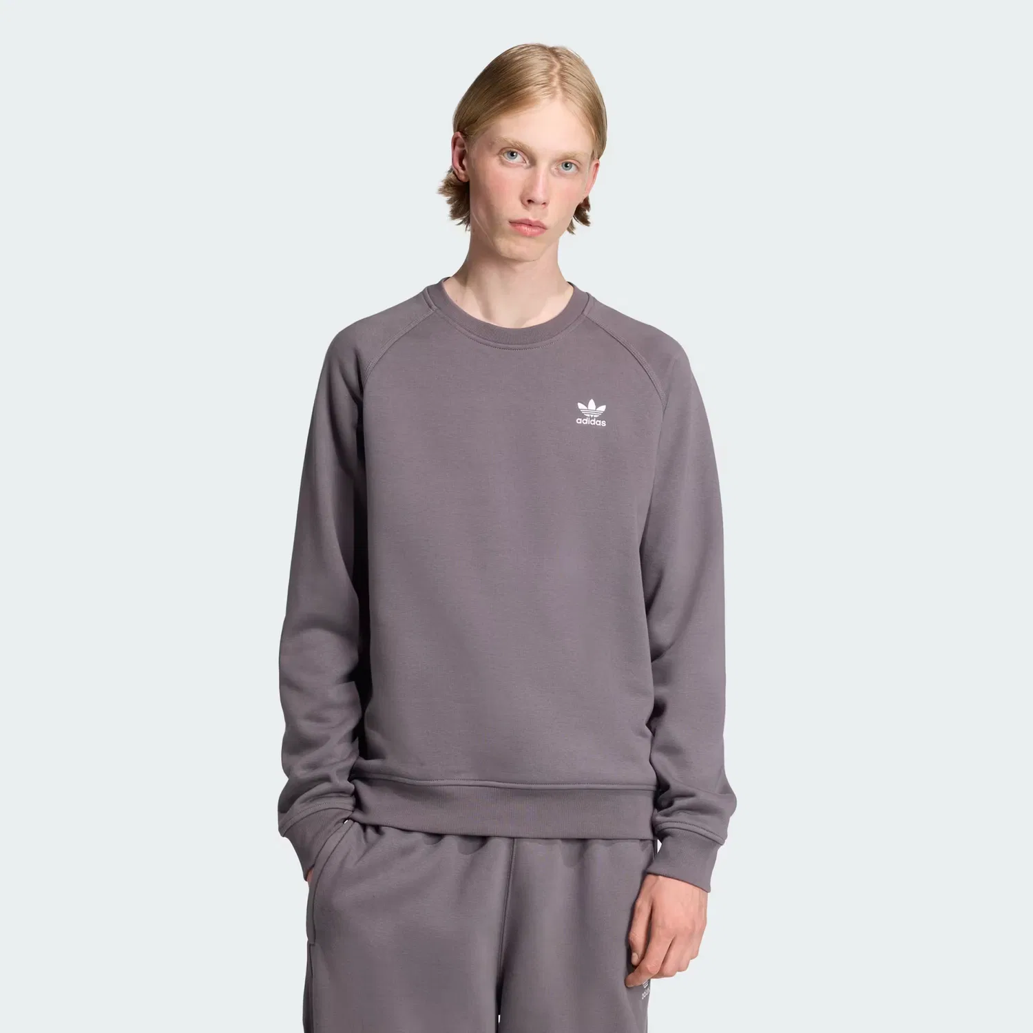 Мужской свитшот на флисе Trefoil Essentials Crew Adidas Originals, серый
