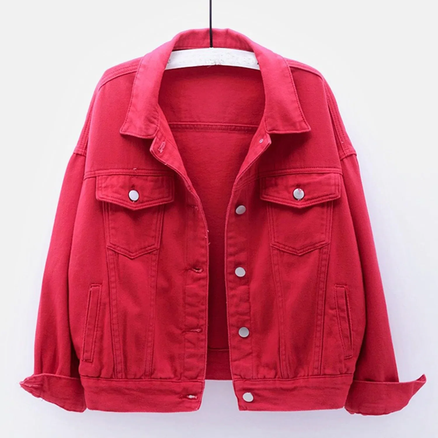 Женская джинсовая куртка с принтом Vintage Denim, Rosso — фото 3
