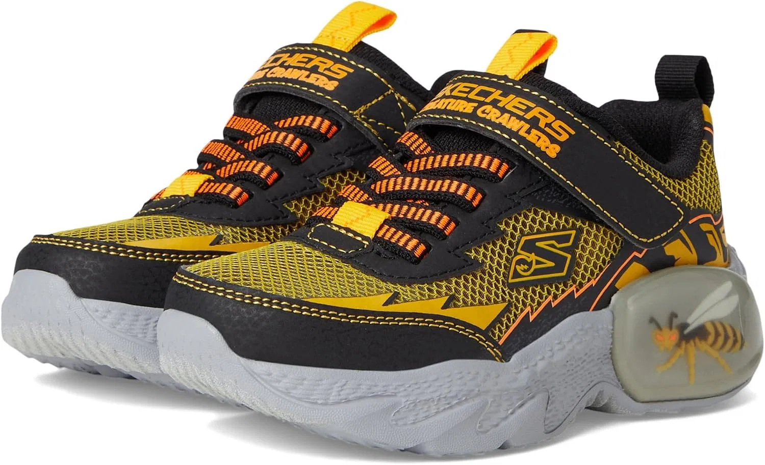 Детские кроссовки для мальчиков с принтом Creature-Crawlers Skechers, Black/Yellow