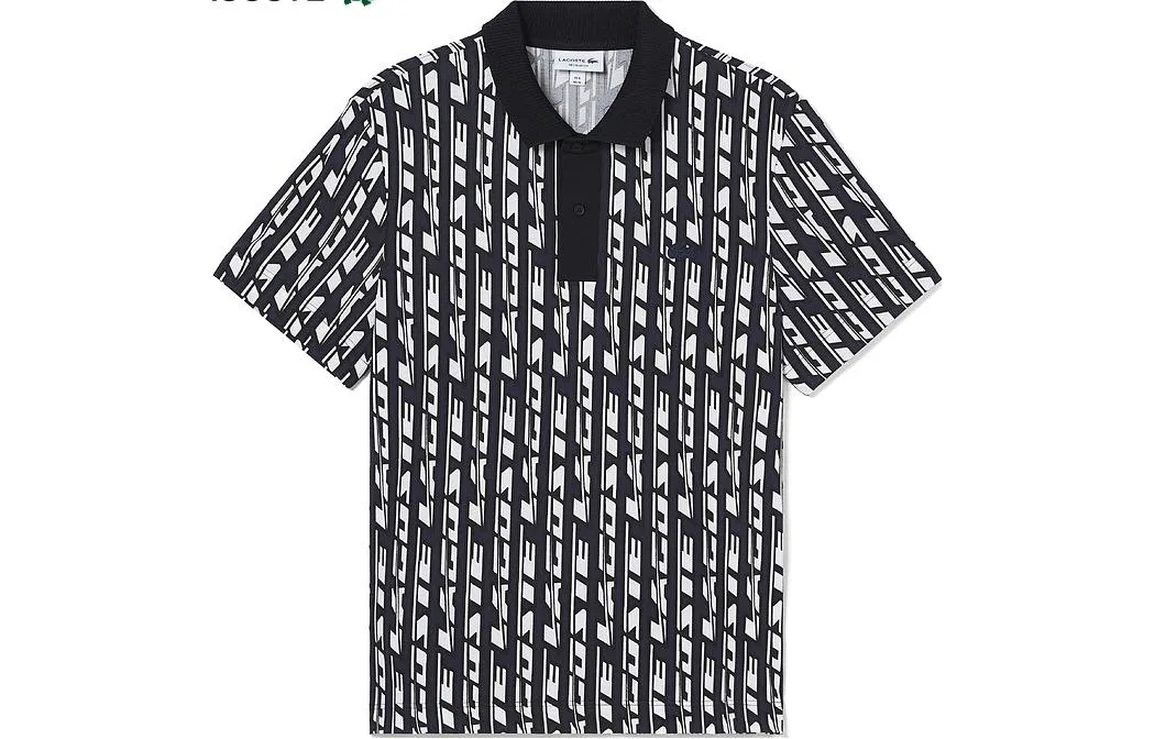 Мужское поло с принтом Logo Print LACOSTE, Black White Print