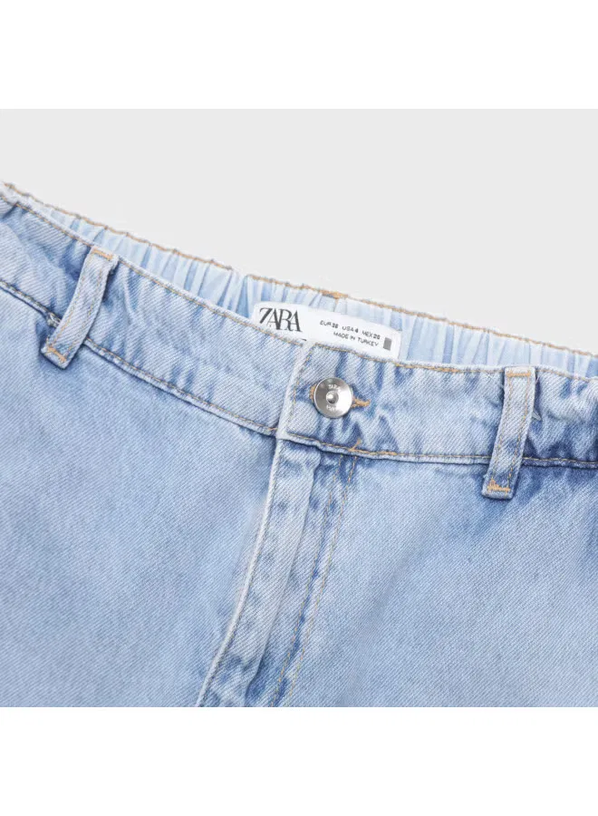 Джинсы рваные с эффектом потертости Zara, голубой — фото 4