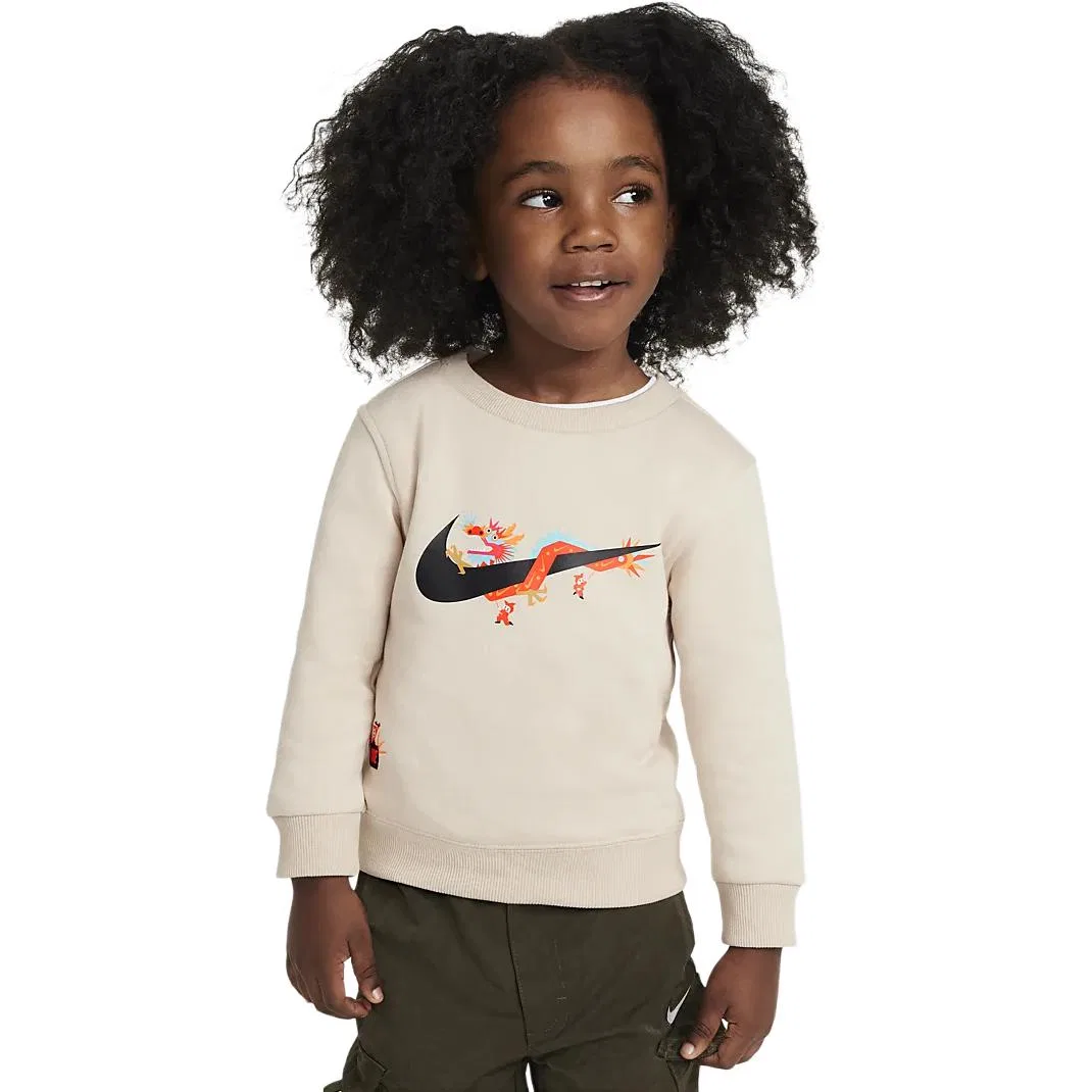 Детское худи Nike Dragon Soaring New Year Collection Sportswear Club Fleece Logo Label, Dune White — фото 4