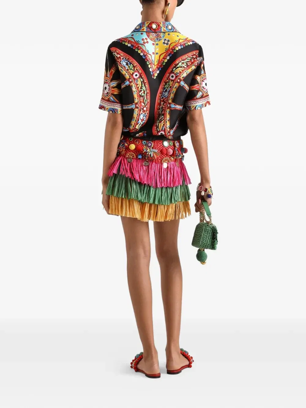 Юбка мини из рафии Dolce & Gabbana, розовый — фото 3