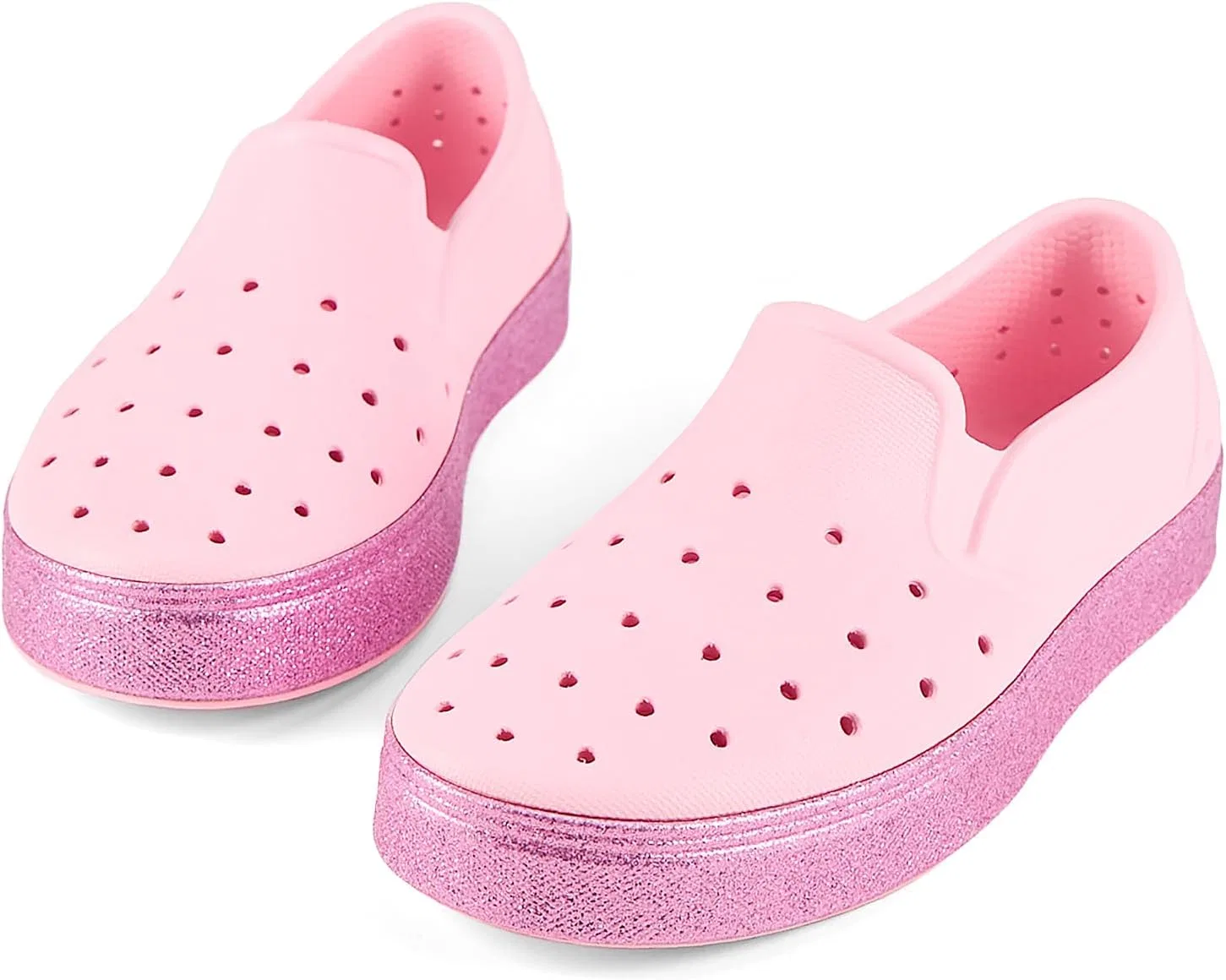 Детские слипоны-лоферы для мальчиков водонепроницаемые People Footwear, Slater Kids Cutie Pink/Light Purple Glitter — фото 2