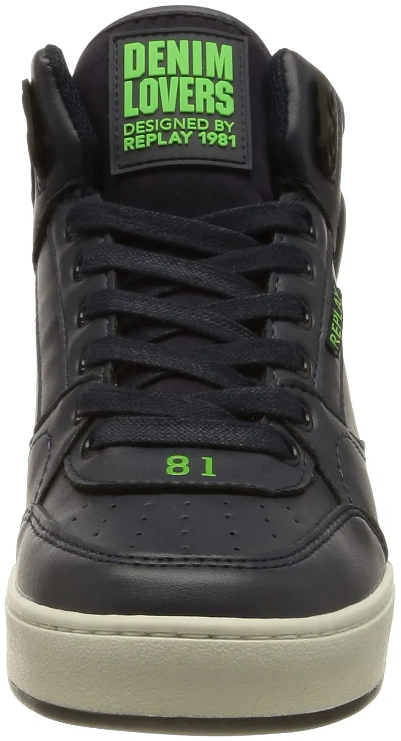 Детские кроссовки для мальчиков с высоким верхом Cobra Replay, Navy Green Fluo — фото 2