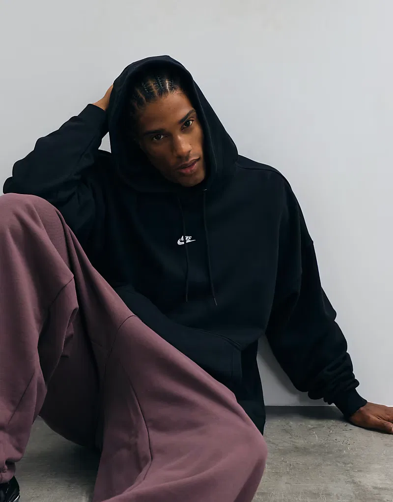 Худи Nike Club French Terry оверсайз, черный