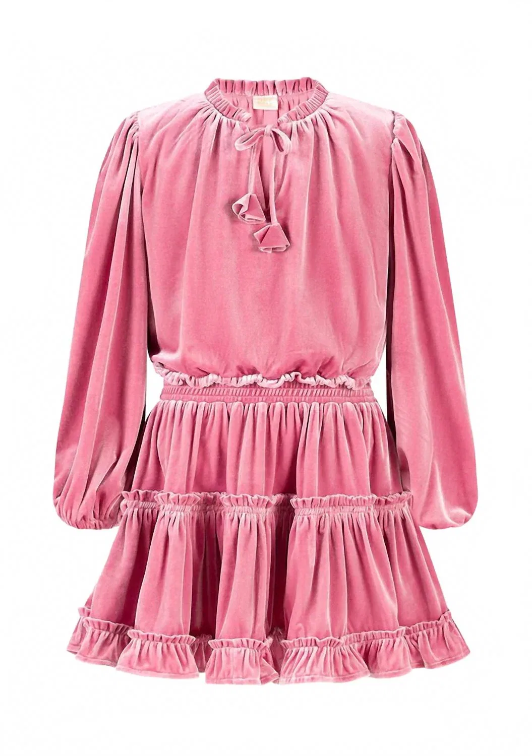 Детское платье для девочек с длинными рукавами Symphony Velvet Mini Dress MARLO, розовый — фото 4