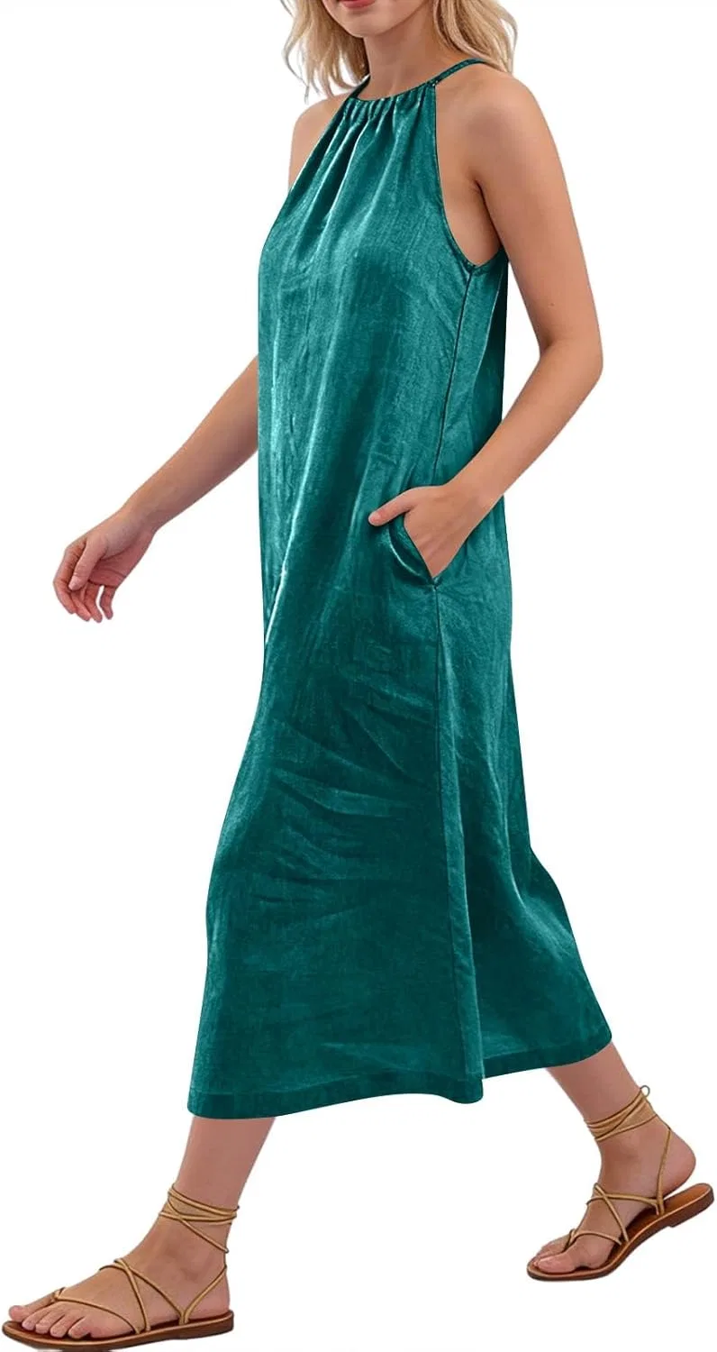 Женское открытое платье без бретелек с открытой спиной, Dark Green