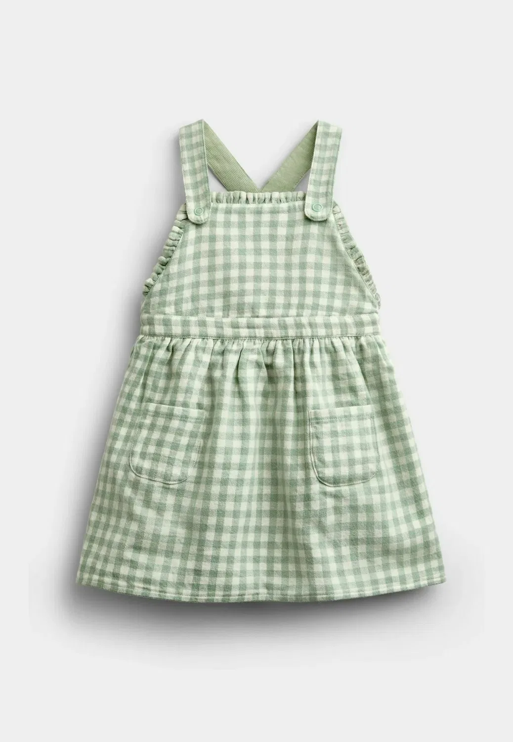 Комплект из двух вышитых платьев - повседневное платье Jojo Maman Bébé, Sage Green Gingham — фото 4