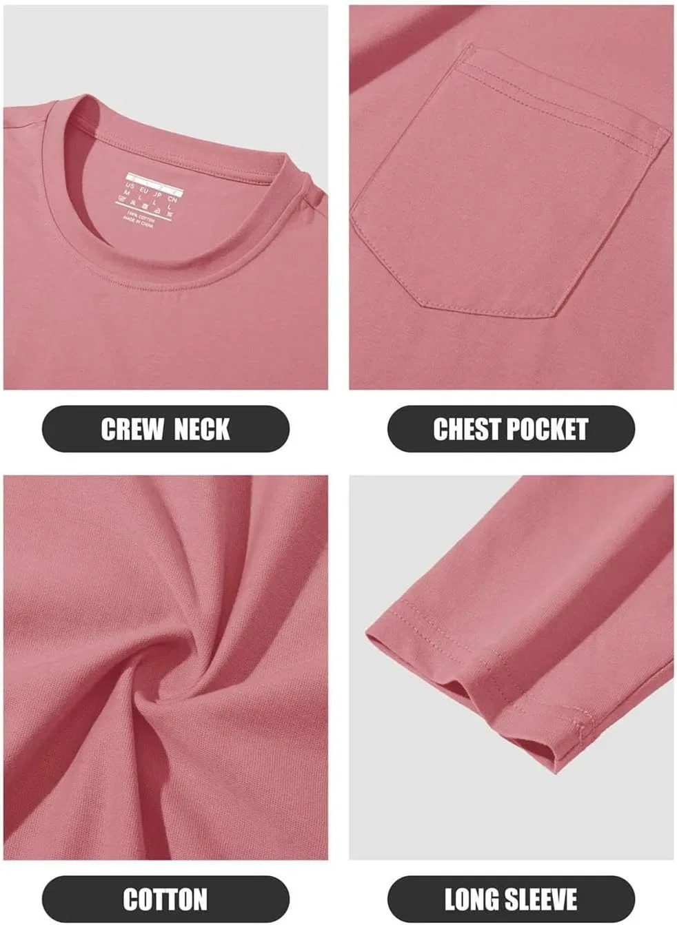 Мужская хлопковая футболка с длинным рукавом Crew Neck Generic, 31 — фото 4