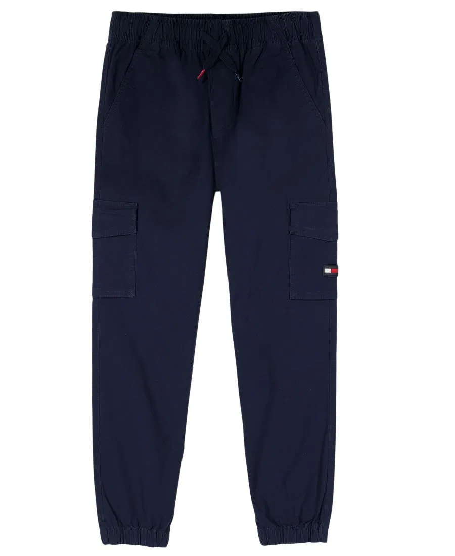 Штаны карго из саржи на резинке Logo Cargo Jogger Tommy Hilfiger, Navy Blazer