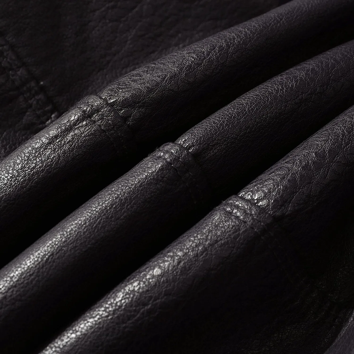 Мужская кожаная куртка с воротником-лацканом, P01-Black — фото 3