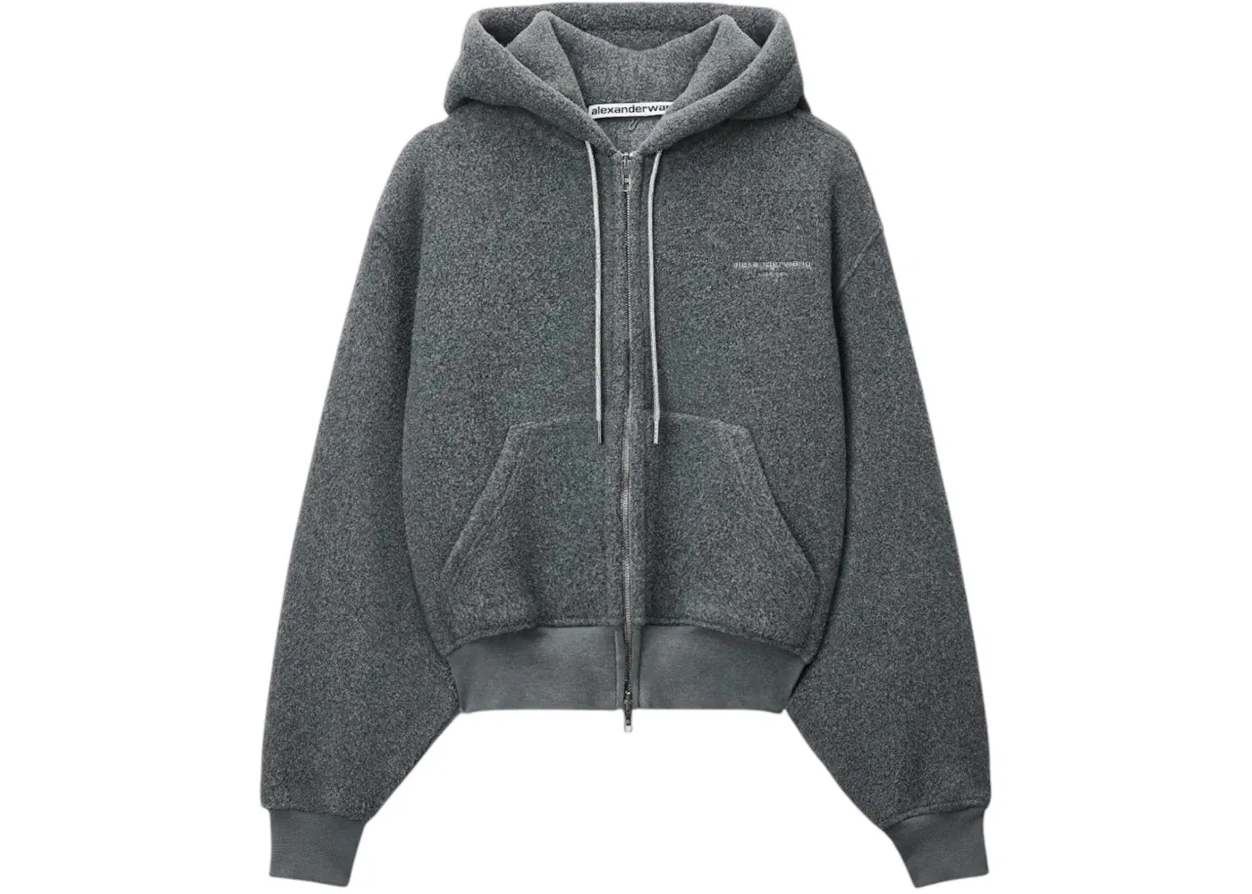 Женская толстовка на молнии с принтом из стразов Rhinestone Drawcord Shrunken Alexander Wang, Dark Grey Melange