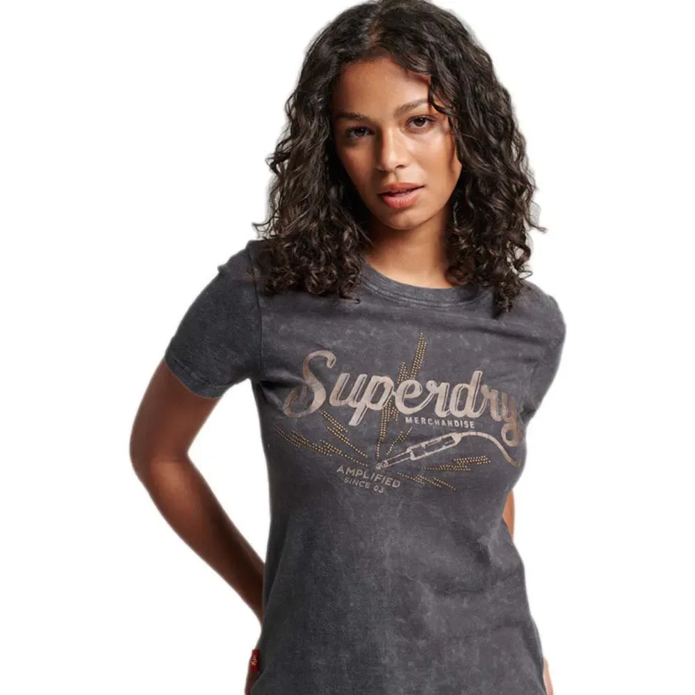 Женская футболка с принтом Vintage Merch Store Superdry, Black