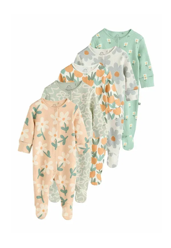 Комплект из 5 боди с длинным рукавом Rib Next, sage green floral, зеленый