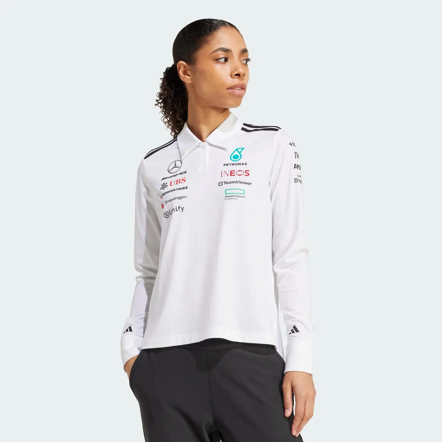 Мужское поло с принтом Mercedes-AMG Petronas Formula One Team Adidas, Weiß Schwarz