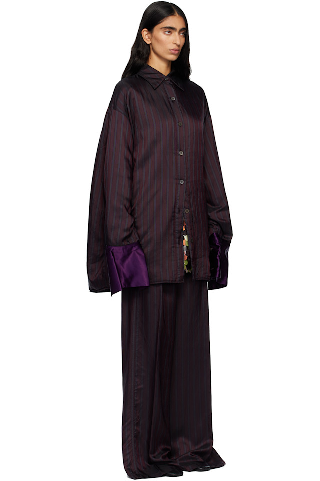 Свободная полосатая рубашка Dries Van Noten, Burgundy — фото 2