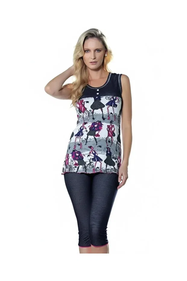 Детский комплект джинсовый принтованный Berrak printed denim set 2468 under secret Melonika, Navy Blue