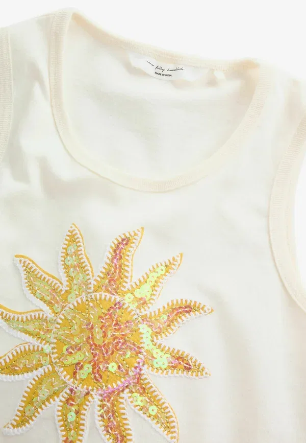 Комплект топ и леггинсы 100% хлопок Regular fit Never Fully Dressed, Yellow White Sun, белый/желтый — фото 4