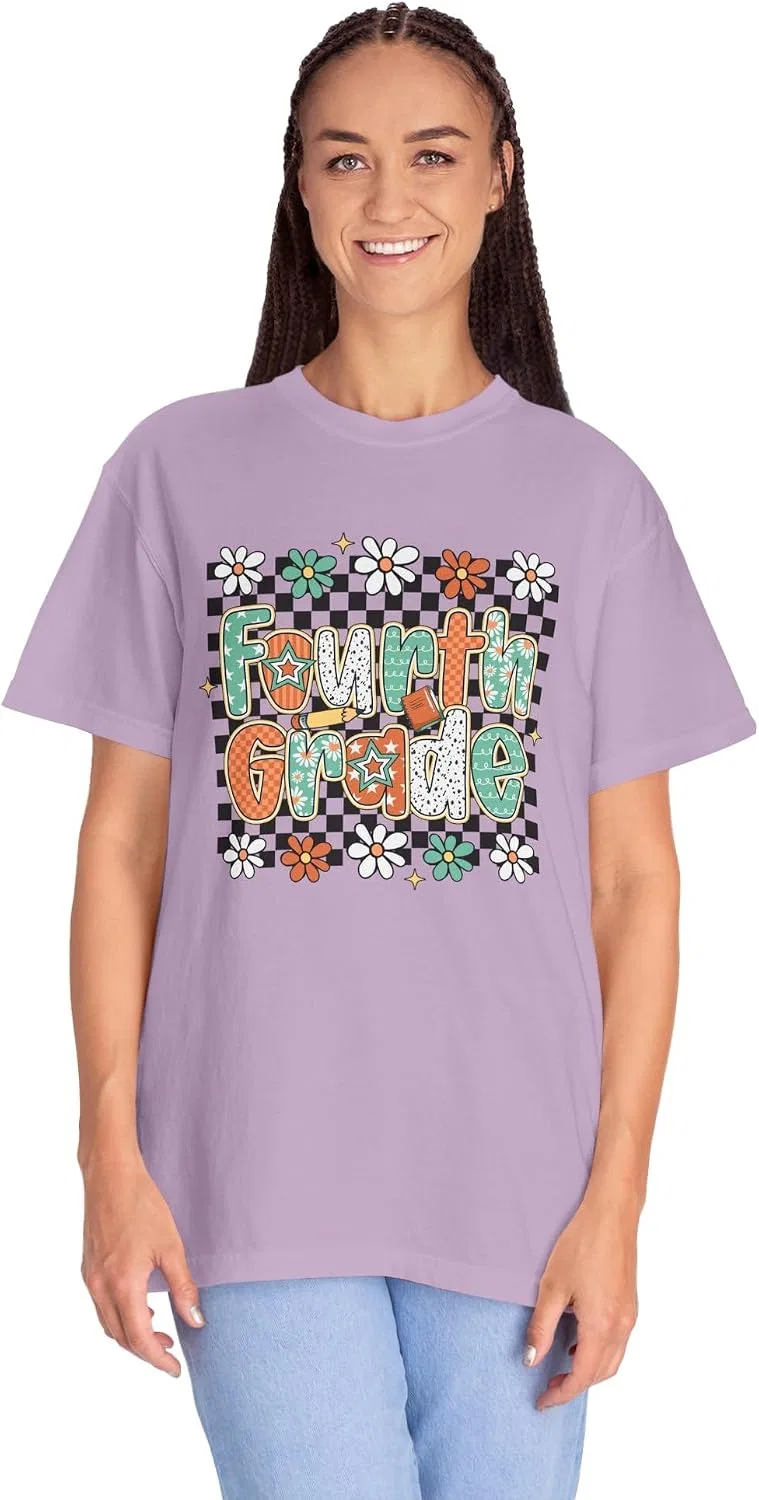 Футболка с ретро-принтом для учителя Comfort Colors 1717, Orchid — фото 2