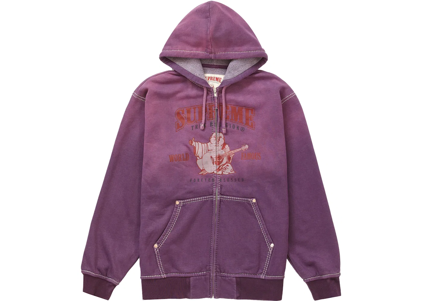 Мужская худи на молнии с принтом True Religion Supreme, Purple