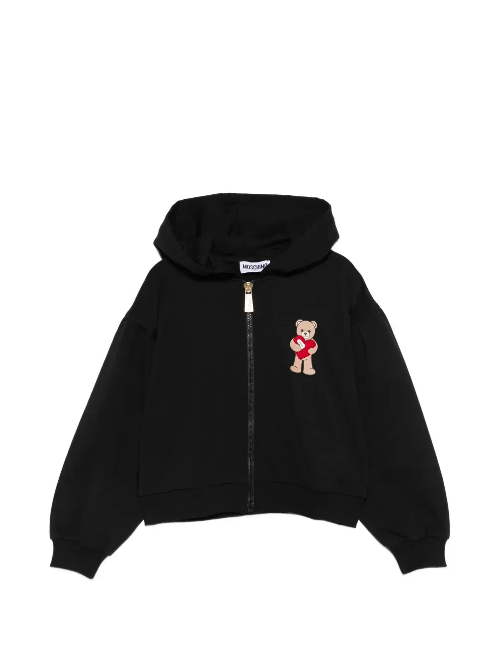 Толстовка на молнии с плюшевым мишкой Moschino Kids, черный
