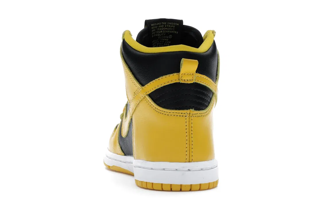 Детские кроссовки высокие с кожаным верхом Nike Dunk High, Black/Varsity Maize — фото 4