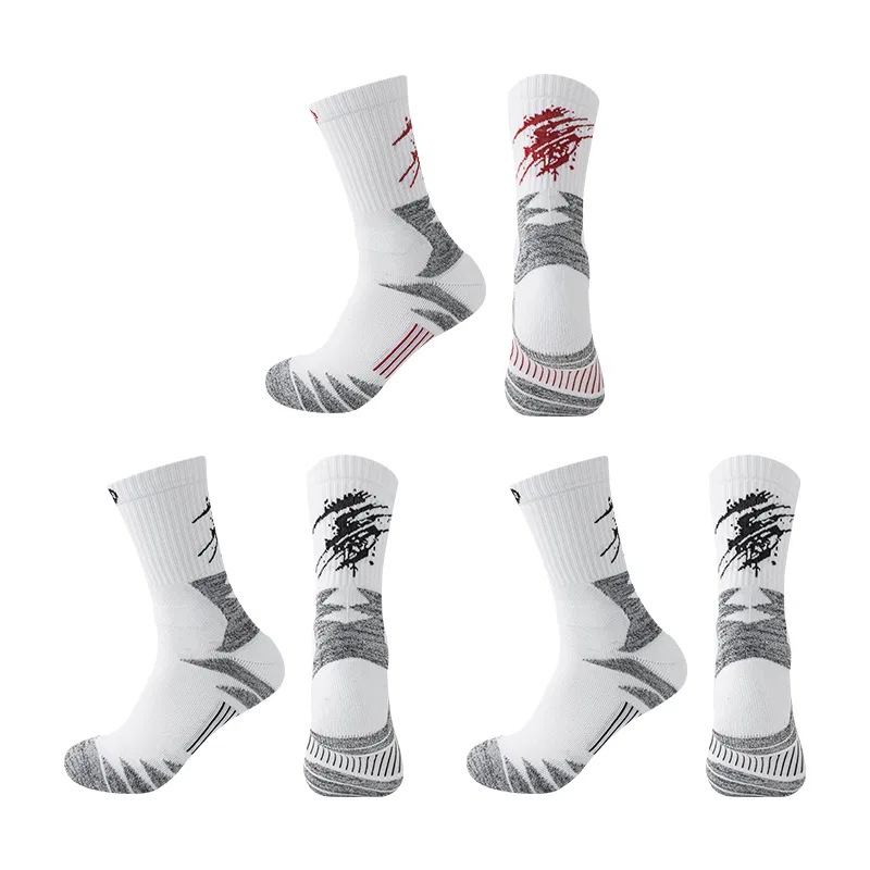 Детские баскетбольные носки, комплект из 3 пар, Black & White 2+Red & White, MIIOW