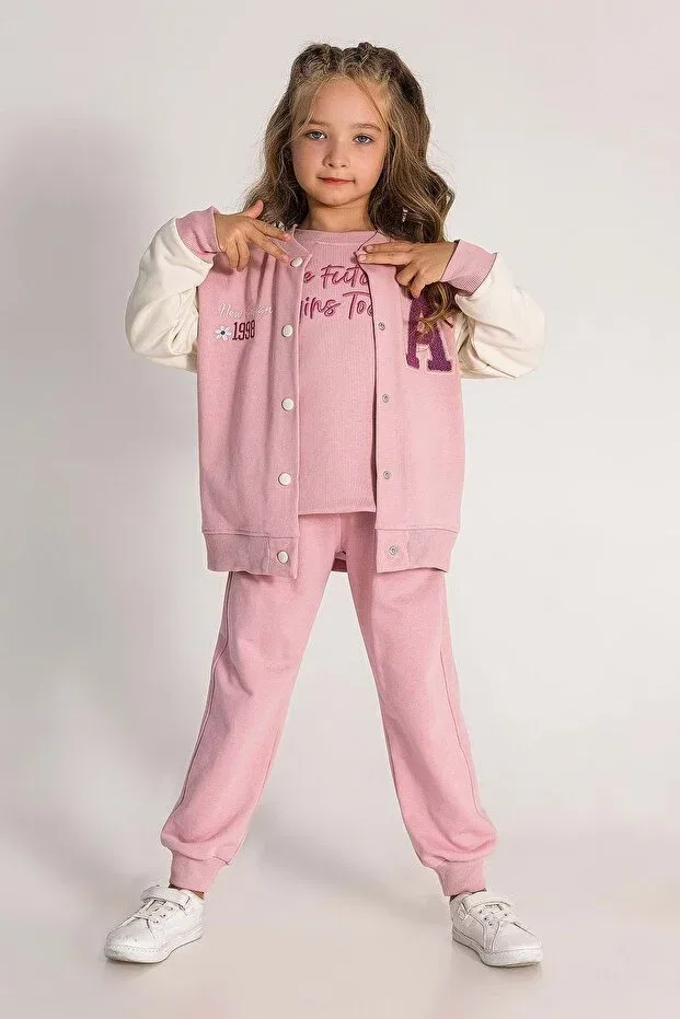 Детский кардиган для девочек с принтом College Cardigan, Generic Brands, Powder — фото 3
