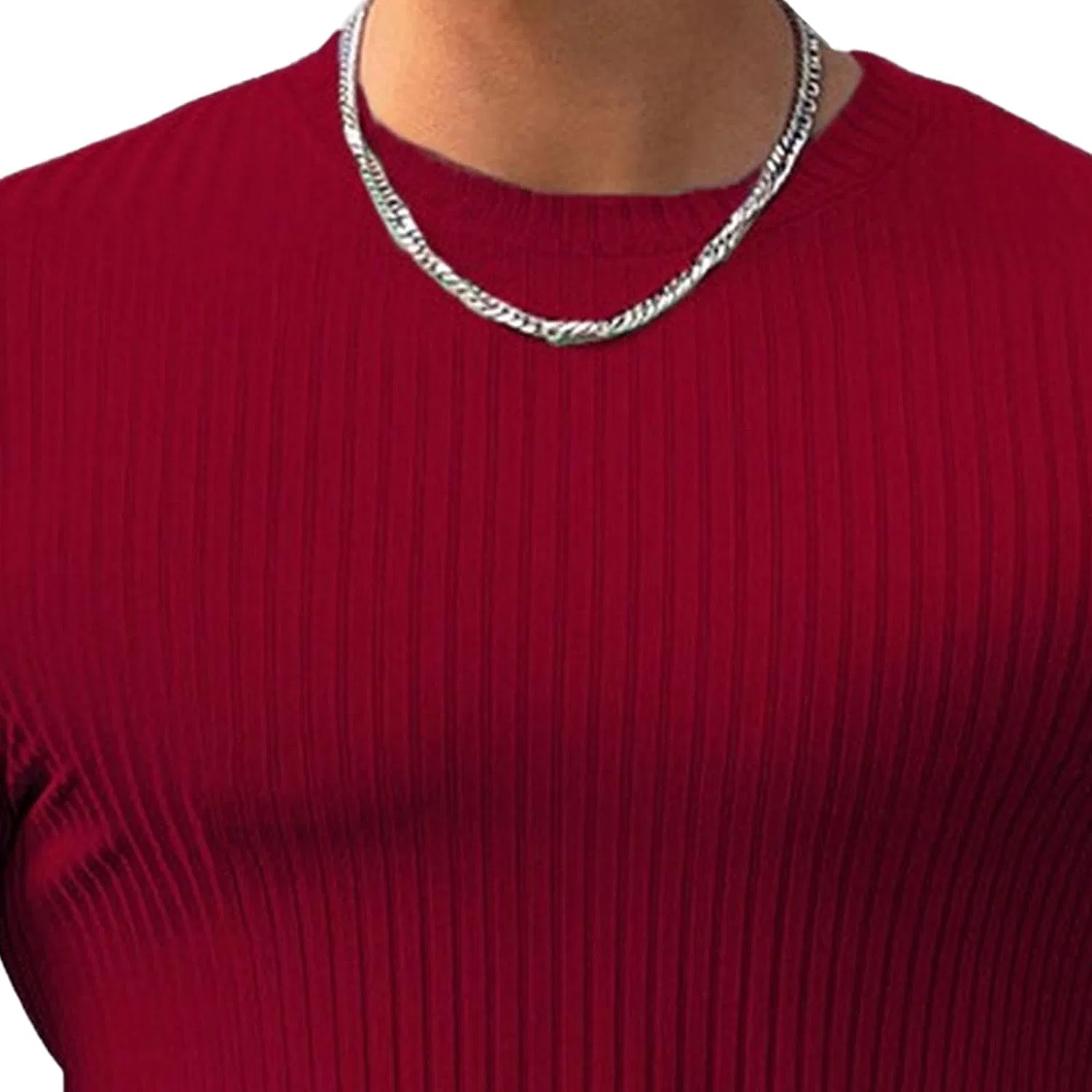 Мужская футболка с круглым вырезом Basic, Red — фото 4