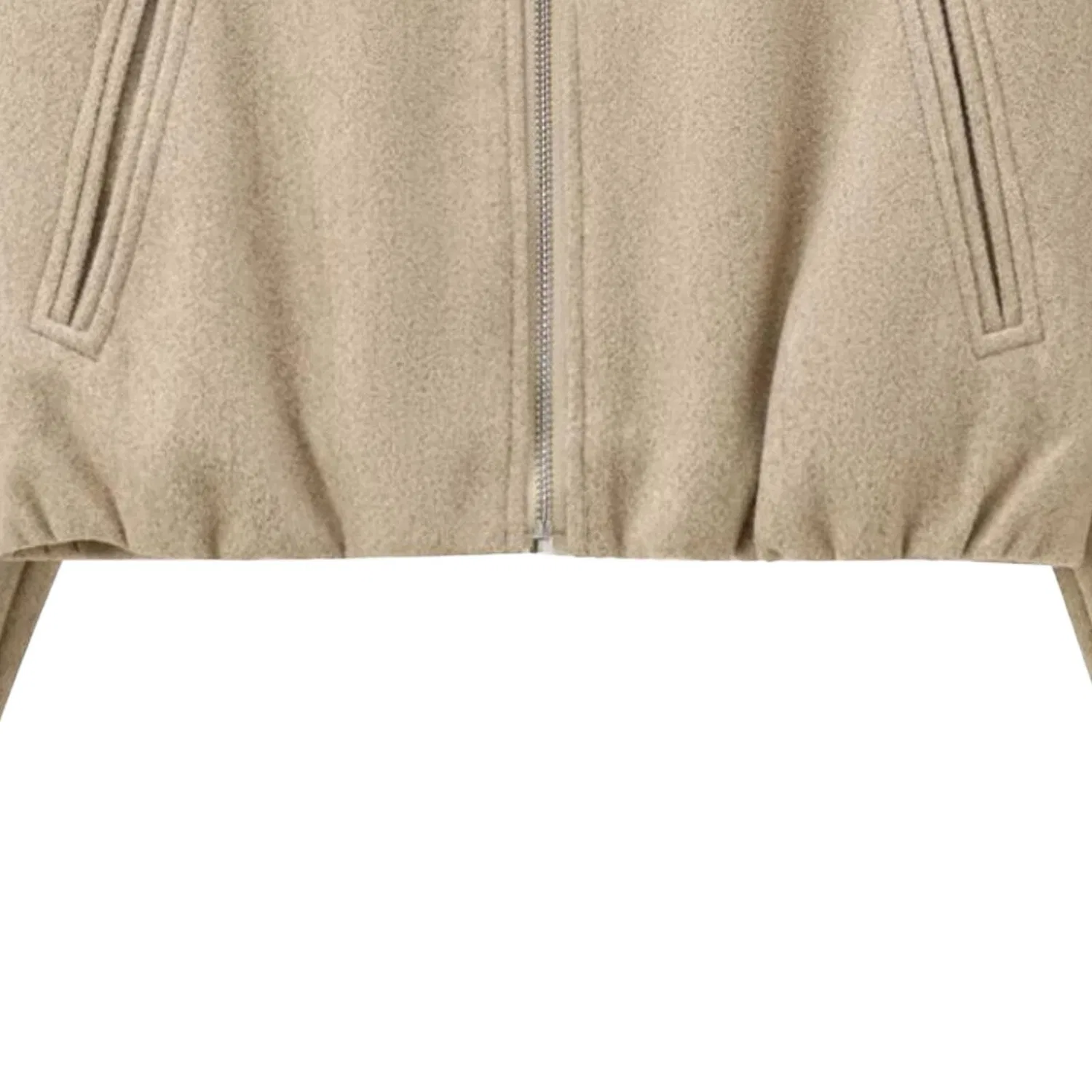 Женская куртка-бомбер с молнией Fashion Short Bomber Jackets, Beige — фото 4