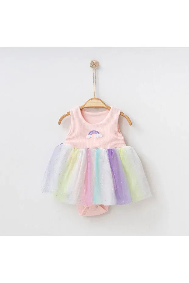 Детское боди-комбинезон для девочек с цветочным принтом Neocotton, Rainbow-Salmon