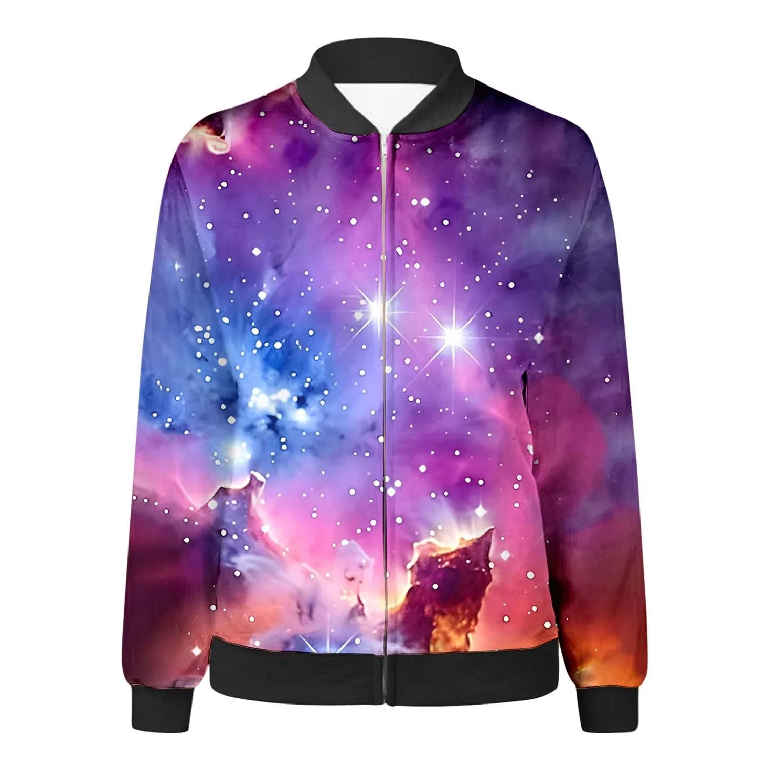 Женская куртка с корейским воротником с принтом, модель Starry Sky, Viola — фото 2