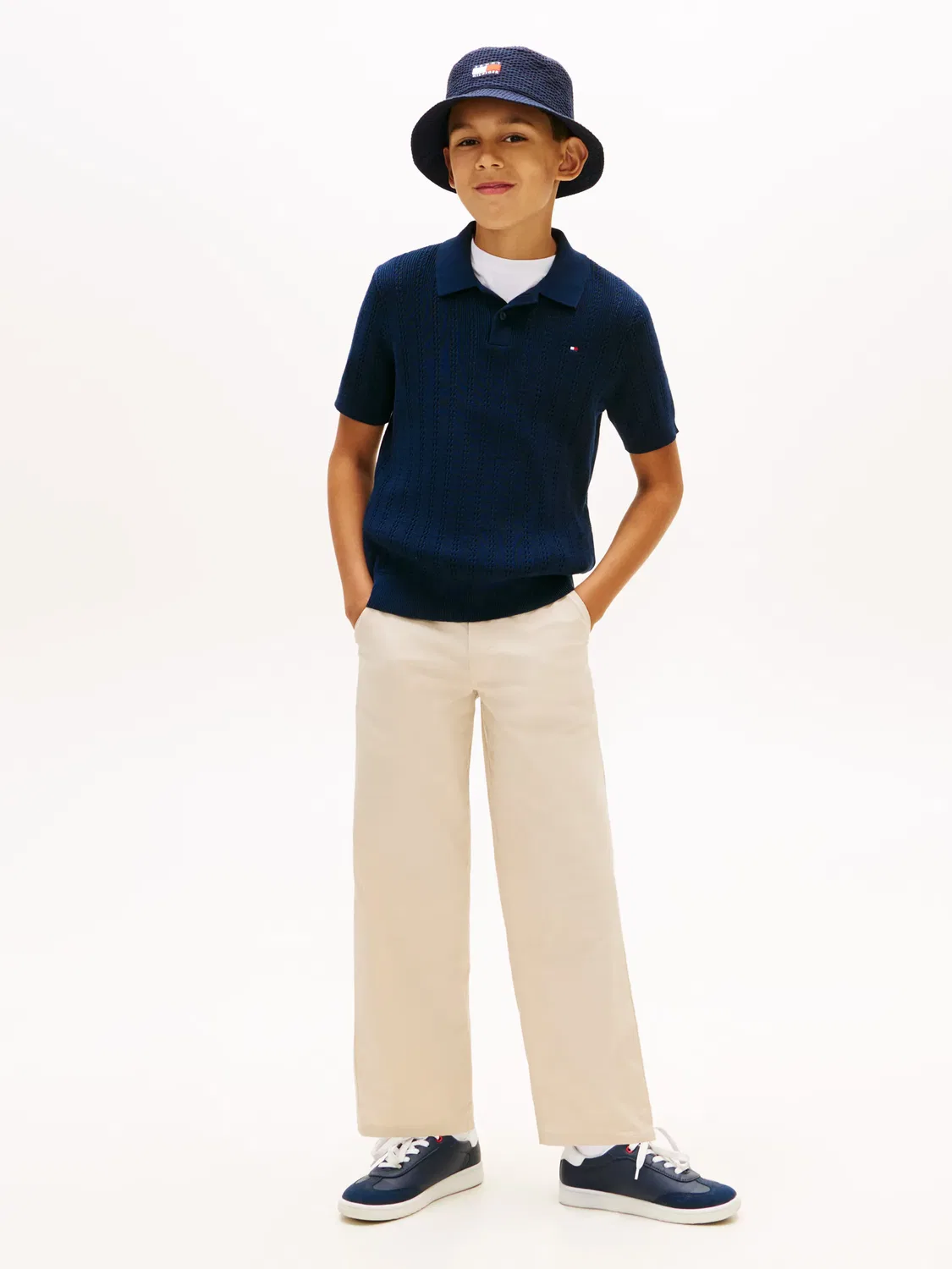 Детский джемпер для мальчиков с ажурным узором Tommy Hilfiger, Azul — фото 4