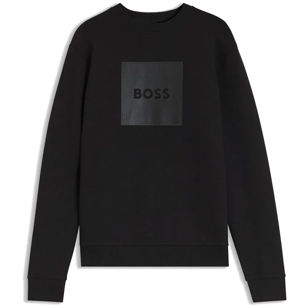 Мужской свитшот из хлопка с эластаном BOSS Carbon Salbo 10256713, Black